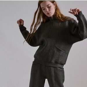 NWT Lunya Restore Double Knit Half Zip Pullover // Mercurial Grey Heather